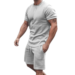 Ensemble short et t-shirt pour homme, design sportif, polyester, pour entraînement, fitness, course à pied, gym, sports. - Product Image 2