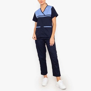 Uniformes de travail pour salon de beauté en gros à prix abordable – Blouses à manches courtes pour femmes, bleues et noires, col en V, uniformes d'infirmière, chemises d'infirmière pour femmes - Product Image 1
