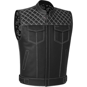 Gilet de motard personnalisé en cuir véritable pour homme, gilet matelassé de club moto, gilet zippé en cuir de vachette premium - Product Image 1