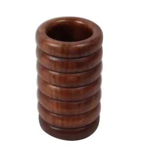 Walnut Finished Rustic Round Pen Holder Stationary Storage Holder Multi-Functional Use Pencil Stand Hand Carved Office - Product Image 1