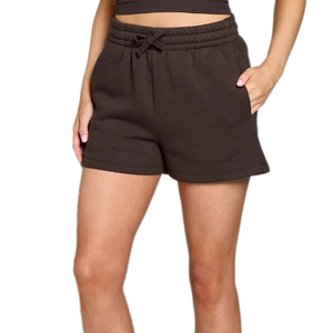 Shorts de sport pour femmes au design optimal, 100% coton molletonné, avec cordon de serrage, shorts de sport de haute qualité - Product Image 6