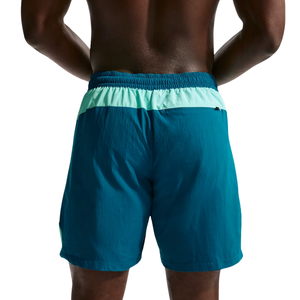 Short de bain pour homme, bleu vert moyen uni, séchage rapide, respirant, écologique, avec cordon élastique, pour la plage, la course à pied, le sport, décontracté, été - Product Image 4