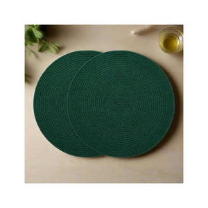 Set de table tressé vert en lin et coton 32x45cm certifié OEKO-TEX, tissu doux, export Inde, choix des acheteurs - Product Image 1