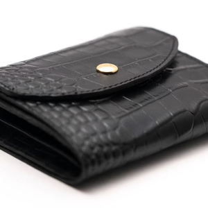 Nouveau Portefeuille Porte-Cartes en Cuir Pleine Fleur Motif Crocodile Noir 2026 avec Logo Personnalisé – Petit Portefeuille Idéal pour Voyages d'Affaires et Cadeaux - Product Image 1