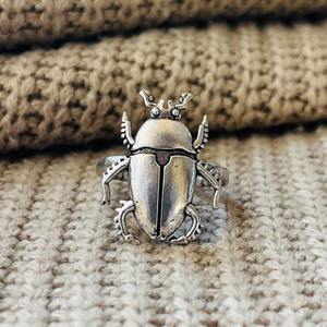 Fashionable Unique Latest Beetle Brass <b>Ring</b> <b>Chunky</b> Silver Plated Antique Insect Vintage <b>Ring</b> Gothic Punk Women Wholesale <b>ring</b> - Product Image 1