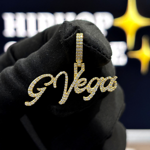 Colgante Personalizado con Nombre en Cursiva, Plata de Ley 925, Estilo Hip Hop, con Micro Pavé de Moissanita VVS, Collar para Hombre y Mujer - Product Image 1