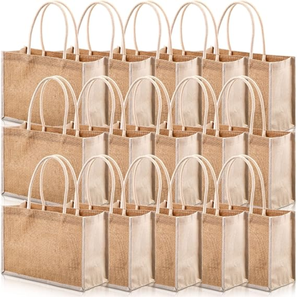 Bolsas de Yute con Dos Asas, Reutilizables, Abertura Superior, Naturales, Impermeables, Hechas a Mano, de Gran Capacidad, para Uso Diario - Product Image 5