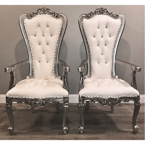 Chaises de trône de mariage de meilleure qualité Collection de chaises de trône de roi de mariage majestueux Chaises de roi de luxe en cuir de mariage - Product Image 1
