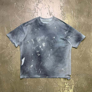 T-shirt homme oversize à manches courtes, col rond, tricoté, coupe classique, gris, style streetwear, 100% coton - Product Image 1