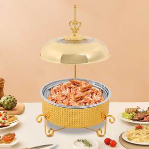 Antique Finish Brass Chafing Dish with Lid <b>Frame</b>, Luxury Catering Warmer for Homes Hotels Restaurant and Events - Product Image 1