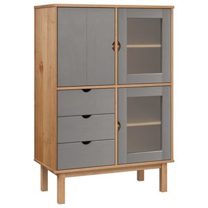 Highboard in legno massello di pino in 33.5 marrone e grigio "x 16.9" x 49.2 "eleganti armadi da soggiorno - Product Image 2