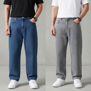 Pantalon en jean classique pour homme, coupe droite ample, style décontracté, grande taille, mode estivale, vente en gros d'usine - Product Image 2