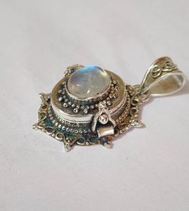 NIKHIL GEMS Elegant Vintage Moonstone Pendant Sterling <b>Silver</b> Handmade Storage Box <b>Locket</b> Jewelry Engagement Gift Third Party - Product Image 2