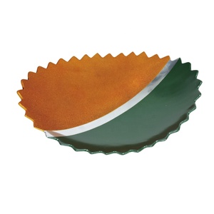 Handmade Round Shape Aluminium <b>Jewelry</b> <b>Tray</b> White Orange Green Spray Paint Display Container for Collections - Product Image 1