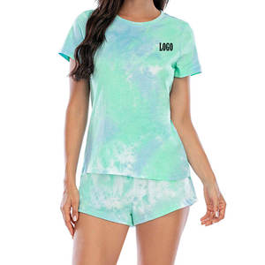 New Style <b>Tie</b> <b>Dye</b> Short <b>Set</b> Seamless Women Two Piece Short <b>Set</b> New Arrival Women Short <b>Set</b> Summer Wear T-shirt and Short <b>Set</b> - Product Image 3