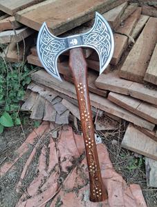STEEL CRAFT INTERNATIONAL Hache à double tête en acier au carbone forgé à la main, 18 pouces, manche en bois de frêne pleine longueur, qualité DIY, ODM 1 - Product Image 3