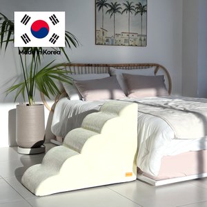 [AllmioPet] Escalera para Mascotas de Tela Cloud de 5 Peldaños, Color Marfil AMP 5 IV, Escalones Suaves para Perros y Gatos para Interiores, para Sofá, Cama, Muebles, para Subir - Product Image 1