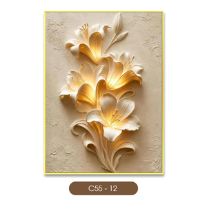 Décoration murale tendance en forme de fleur blanche, art abstrait 3D, peinture faite à la main, base en verre trempé, décoration intérieure de luxe, OEM ODM Vietnam HALO - Product Image 1