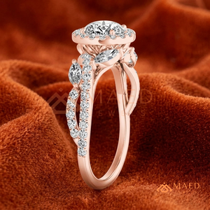 Round Cut Moissanite Engagement Ring <b>Rose</b> Gold Plated Halo <b>Infinity</b> Twist Pave Band Wedding Ring Diamond Look Jewelry - Product Image 4