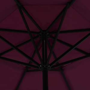 Parasol de jardin extra large en aluminium rouge bordeaux et bases - Product Image 4