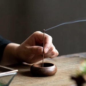 High Quality Black Walnut Wood Aromatic Eco-Friendly Hand-made <b>Incense</b> Burner Organizer Round <b>Sticks</b> <b>Holder</b> for Meditation Room - Product Image 1