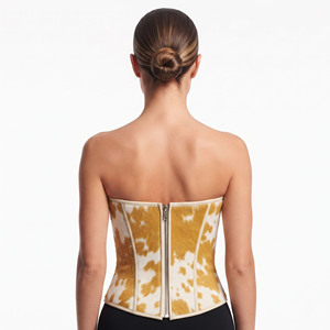 Corset en cuir de vachette pour femme, haut tendance, bustier en cuir véritable avec fermeture éclair, corset sculptant en cuir de vachette véritable pour filles et femmes - Product Image 2