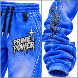 Ensemble de survêtement délavé à l'acide avec sweat à capuche orné de strass et pantalon de jogging empilé, streetwear urbain personnalisé OEM Pro - Product Image 5