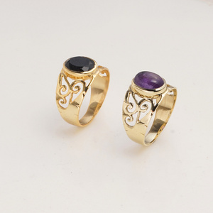 Natural Black Onyx Oval <b>Ring</b> in Gold Finish Filigree <b>Statement</b> <b>Ring</b> Elegant Handmade Jewelry for Women Gift - Product Image 3