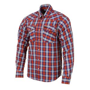 Chemise à manches longues pour homme de haute qualité, à carreaux rouges et bleus, en coton premium, boutonnée, style western décontracté, avec deux poches à rabat. - Product Image 1