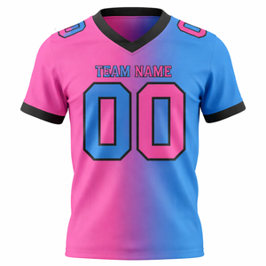 Uniforme Deportivo de Fútbol Americano Personalizado, 100% Poliéster, Transpirable, con Estampado por Transferencia de Calor, Antibacterial, Cuello en V, Manga Corta - Product Image 1