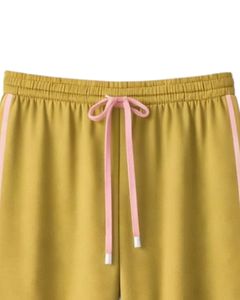 Pantalones Deportivos Casuales de Pierna Ancha para Mujer, Personalizados, de Polialgodón, con Cintura Elástica y Cordón Ajustable, con Rayas Laterales en Contraste - Product Image 4