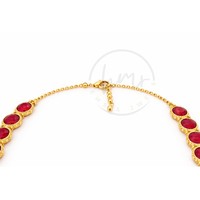 Magnifique Collier en Quartz Rubis Plaqué Or 18K, Sertissage Clos, Fait Main, Bijoux Ethniques de Créateur pour Mariage et Fêtes, Vente en Gros