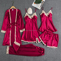 Lot de 5 nuisettes grande taille en coton/élasthanne à motifs floraux pour femmes, lingerie sexy respirante et douce avec dentelle, shorts d'automne