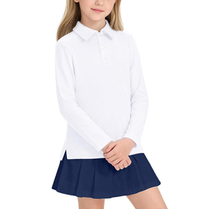 Polo à manches longues pour enfants, prix d'usine, coton et polyester, vêtements de rentrée scolaire, uniformes pour filles - Product Image 2