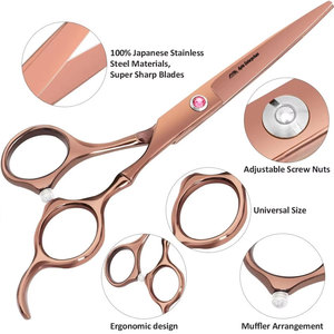 Tijeras de Peluquería de Acero Inoxidable para Hombres y Mujeres, Uso Doméstico, Color Marrón, Juego de Tijeras Profesionales para Cortar el Cabello - Product Image 2