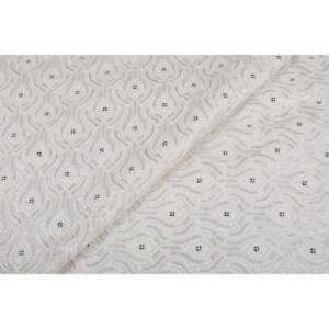 Dyeable White Woven Plain Sheer Georgette <b>Fabric</b> with <b>Gold</b> Sequin & Thread Work 44 Inch Wide Geometrical Embroidery TFAB - Product Image 2