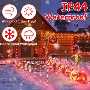 1 Set 72 luci solari di zucchero di natale 12 caramelle all'aperto IP44 luci a stringa tremolante impermeabili 8 modalità 6Hrs natale - Product Image 5