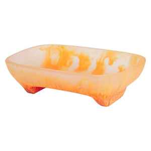 Porte-savon en résine, forme irrégulière, marbré orange et blanc, objet d'artisanat décoratif pour la maison, récipient pour savon - Product Image 1