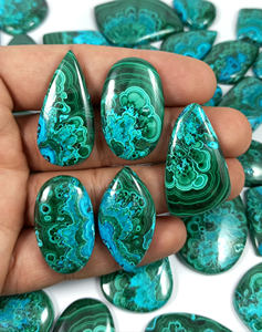Chrysocolle et Malachite Naturelles de Qualité Supérieure, Formes Mixtes, Coupe Cabochon 20-35mm, Bleu-Vert, pour Fabrication de Colliers et Bijoux en Argent, Vente en Gros - Product Image 2