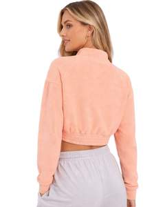 Veste polaire courte zippée personnalisée pour femme, légère, sportive, décontractée, chaude pour l'hiver, avec logo personnalisé, fournisseur OEM - Product Image 5