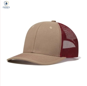 INDEX APPAREL Tan Red Mesh Trucker Cap 6-Panel Adjustable Unisex Casual <b>Hat</b> Spring <b>Summer</b> Solid Color - Product Image 1