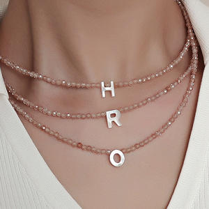 European American High-End Fashion <b>Beaded</b> Necklace with Natural Stone <b>Shell</b> English Letter Bestseller Clavicle Chain - Product Image 1