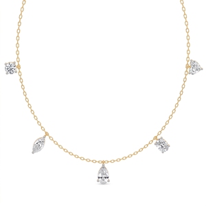 <b>Sterling</b> <b>Silver</b> 9KT,10KT, 14KT,18KT Askew Trinket <b>Necklace</b> for <b>Women</b> Mix Cut Lab Grown Diamond <b>Women</b> Premium Jewelry Gift - Product Image 2