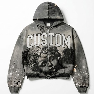 Sweat-shirt unisexe épais en molleton de coton avec logo 3D en relief, poche kangourou, manches longues, style streetwear, vierge - Product Image 1