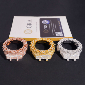 Iced Out Octagonal Metal <b>Watch</b> <b>Case</b> Mod Kit Luxury Stainless Steel Frosted Crystal Bezel Hip Hop Style Statement Timepiece Upgra - Product Image 2