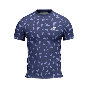 T-shirt de sport personnalisé pour homme, respirant, antibactérien, simple, imprimé sur le devant, séchage rapide, 100% polyester, vêtement de yoga - Product Image 4