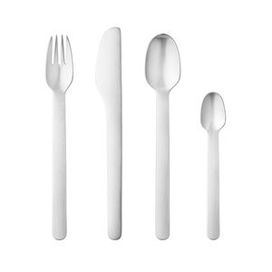 Ensemble de couverts minimalistes en acier inoxydable 4 pièces, finition mate, passe au lave-vaisselle, ustensiles de restauration - Product Image 2