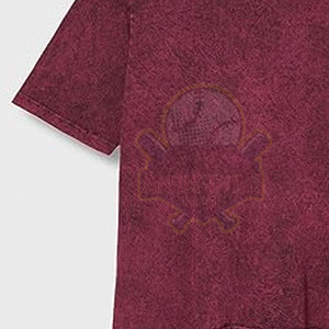 Men's Maroon <b>Tie</b>-Dye Short Sleeve T-Shirt With Front Pattern Regular Fit Casual O-Neck <b>Knitted</b> Cotton Top - Product Image 4