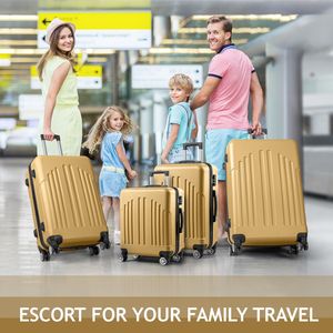 Valigia trolley 4 in 1 a righe verticali curve giallo senape per set di valigie - Product Image 2