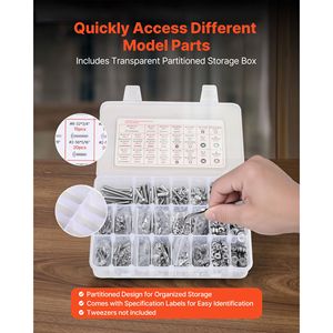 Kit Assortito di Bulloni e Dadi per Mobili in Acciaio Inossidabile Imperial da 1110 Pezzi, Misure 10-24, 8-32, 2-56, 6-32, 4-40, con Rondelle Piatte Incluse - Product Image 3